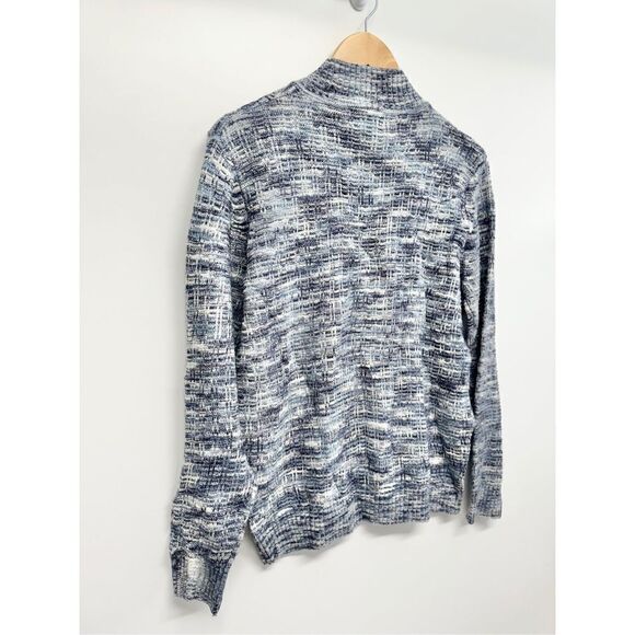 Draper & Damon’s Knit Sweater Mock Neck Pullover Silver Blue Long Sleeve - Picture 7 of 9